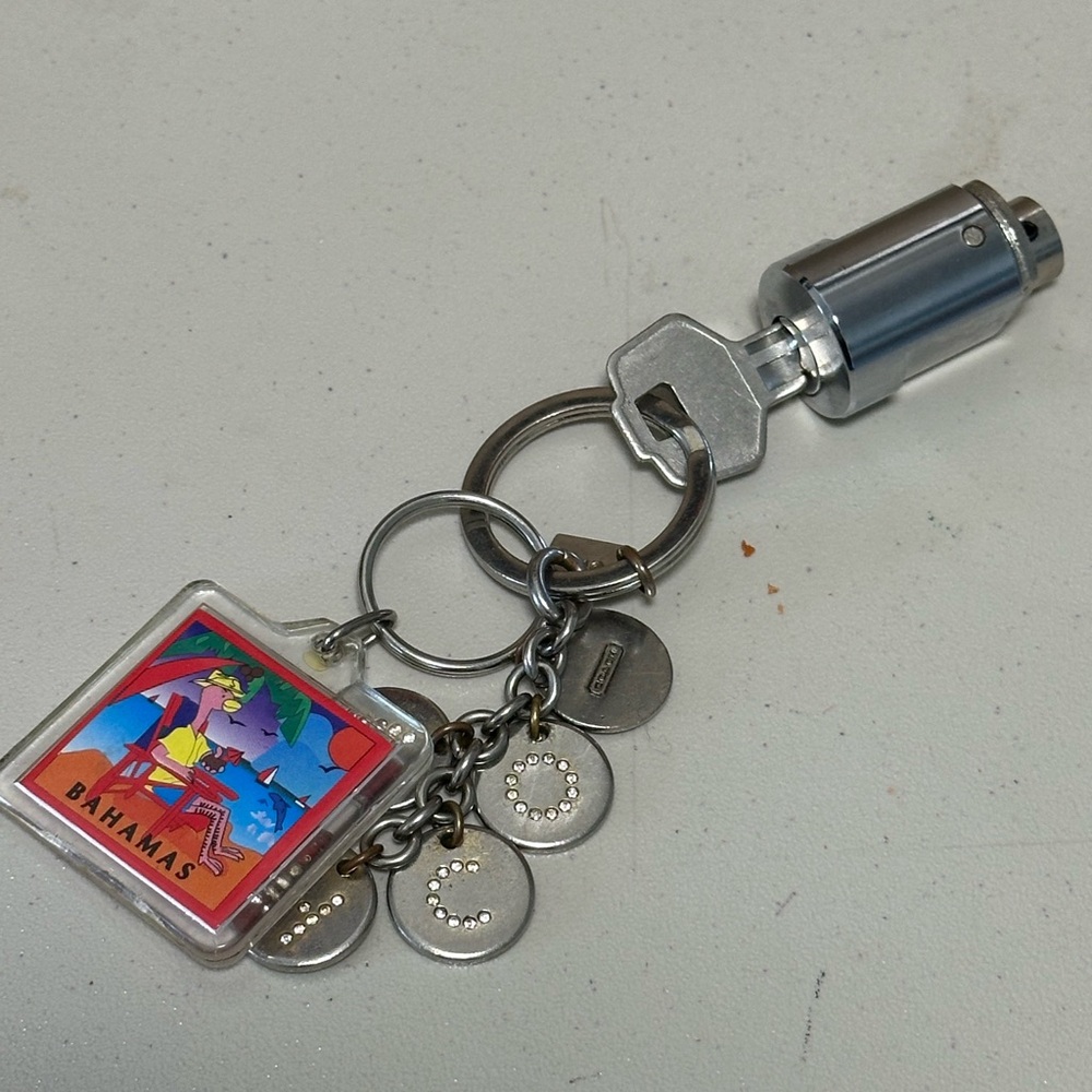 Coach Silver Keychain with Crystal Accents